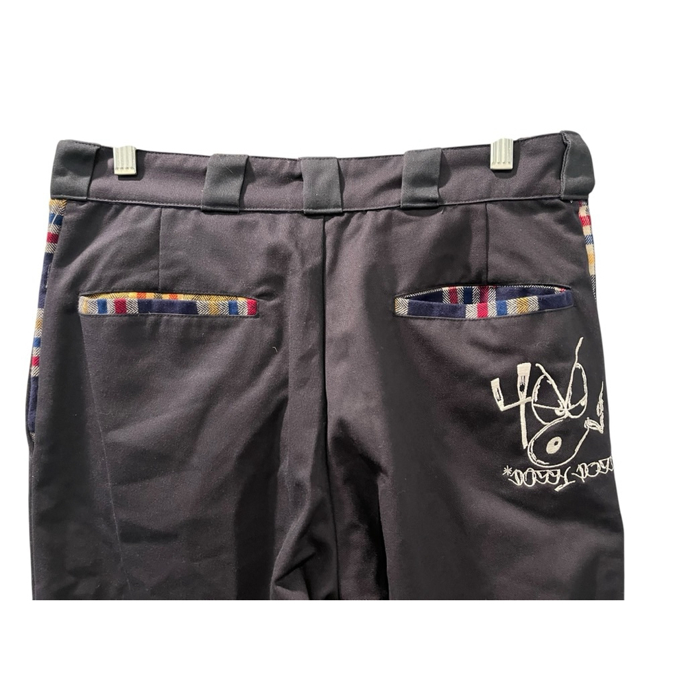 4Hunnid x Snoop Dogg Embroidered Chino Pants Size 30 Plaid Embroidered Hip Hop